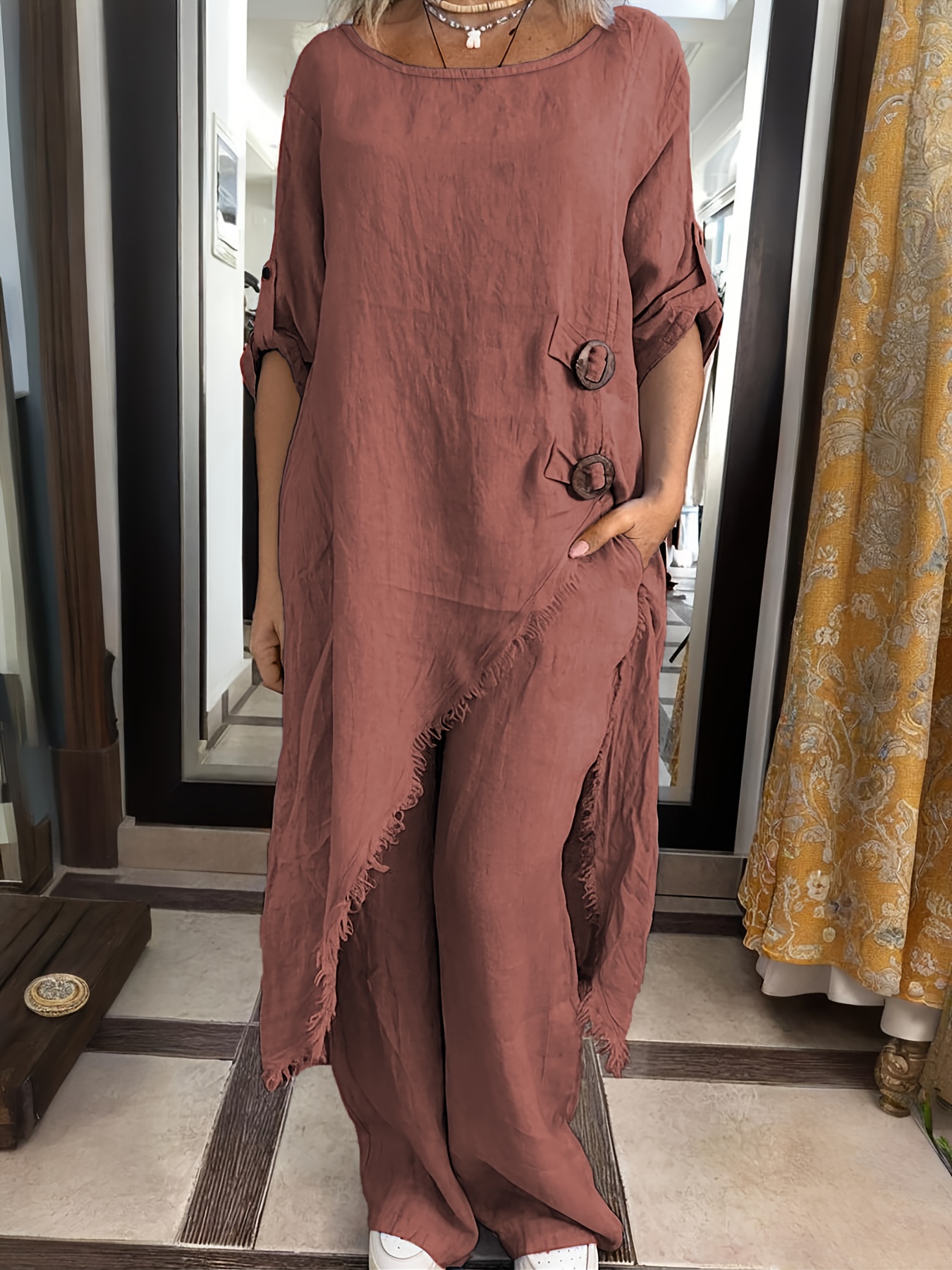 Women Relaxed-fit linen vacation set