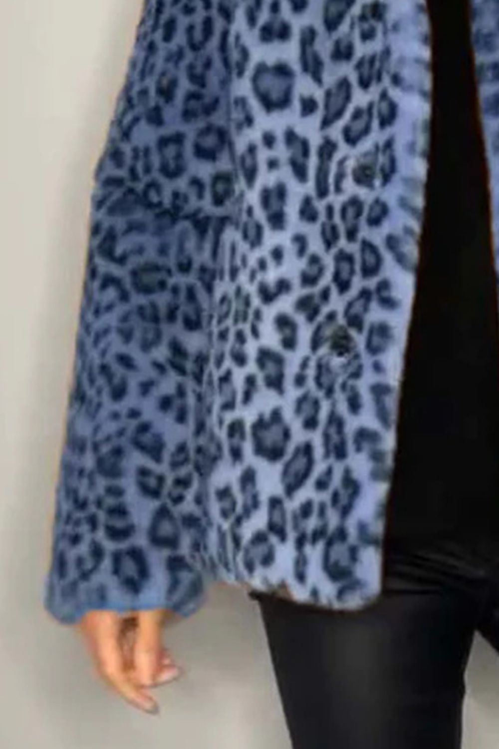Women  Full Size Leopard Furry Collared Neck Long Sleeve Coat | 5 Colors