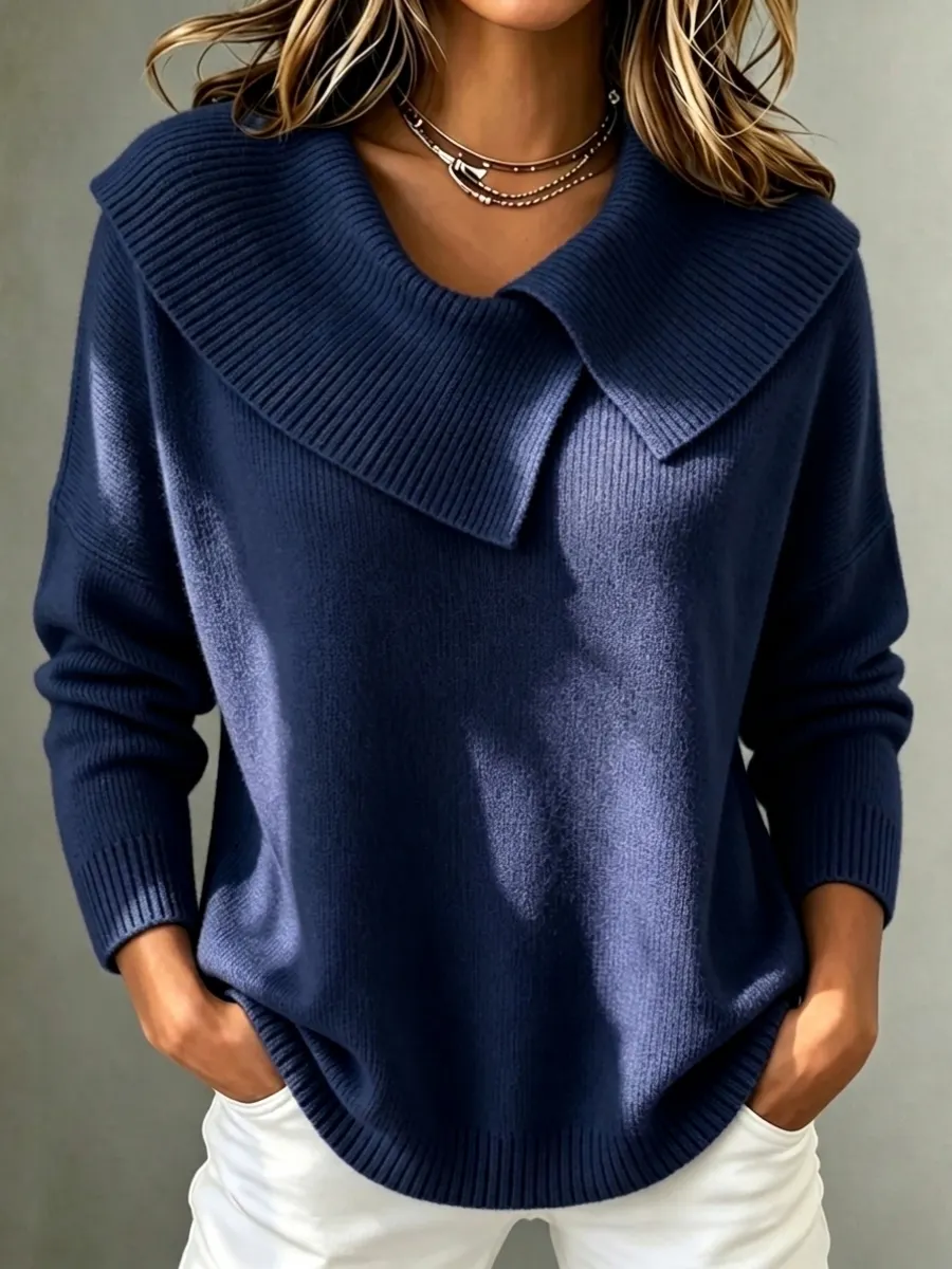 New Arrival🔥 Women's Casual Shawl Collar Ribbed Knit Sweater