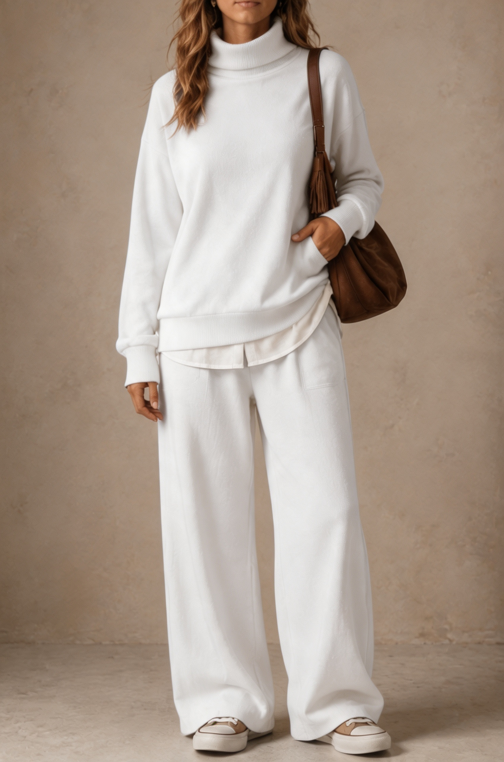 Women Cozy Turtleneck Two-Piece Set