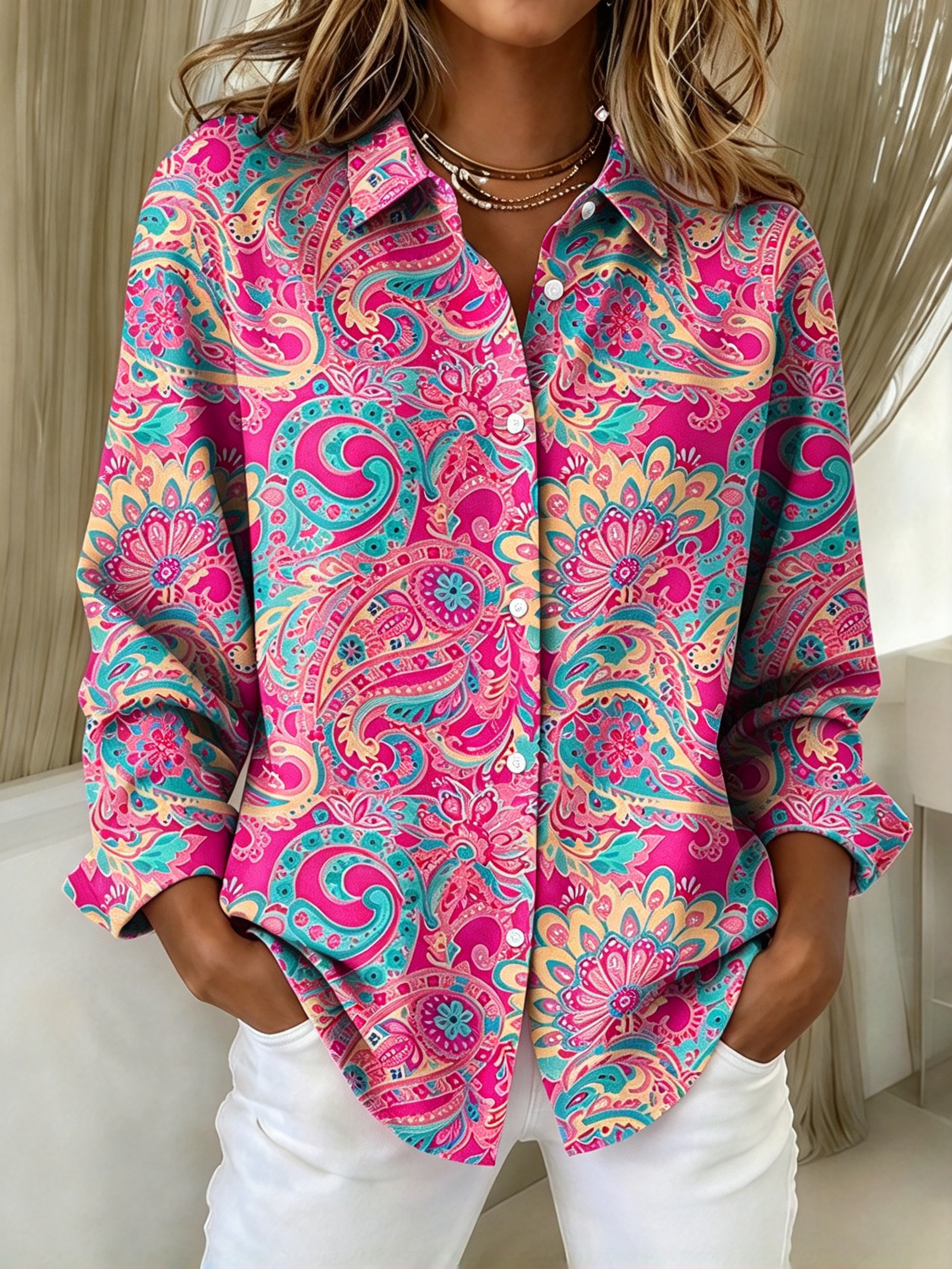 Versatile Plaid Button-Down Shirt, Casual Workwear Long Sleeve Top - Soft & Easy to Style