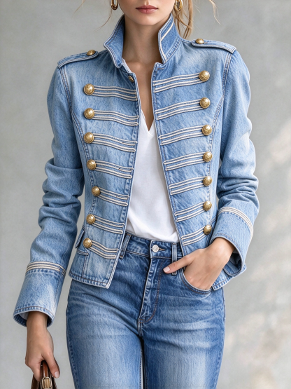 🔥 VIRAL ALERT! Stunning Gold-Button Military Jacket | Effortless Sweet & Cool Look, Limited Time Deal!