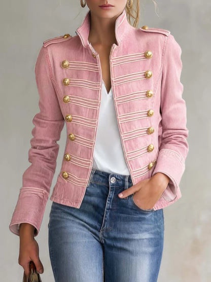 🔥 VIRAL ALERT! Stunning Gold-Button Military Jacket | Effortless Sweet & Cool Look, Limited Time Deal!