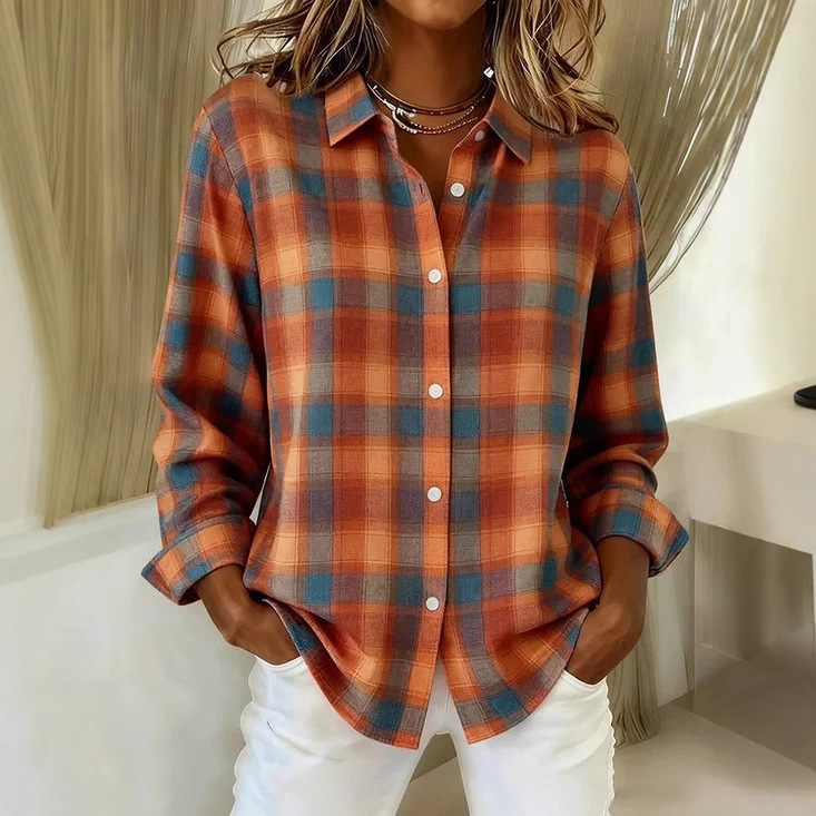 Versatile Plaid Button-Down Shirt, Casual Workwear Long Sleeve Top - Soft & Easy to Style