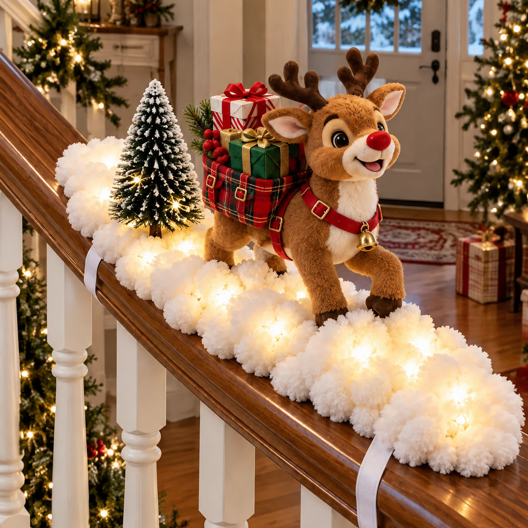 Christmas Light-Up Banister Scenes