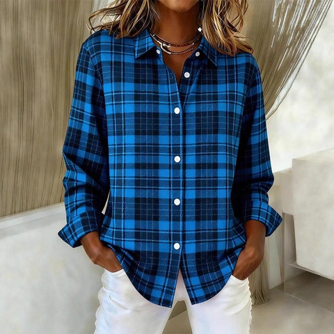 Versatile Plaid Button-Down Shirt, Casual Workwear Long Sleeve Top - Soft & Easy to Style