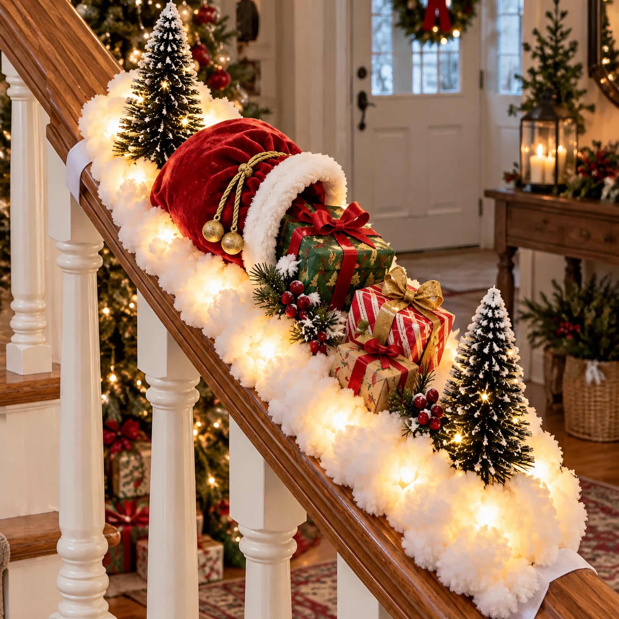 Christmas Light-Up Banister Scenes