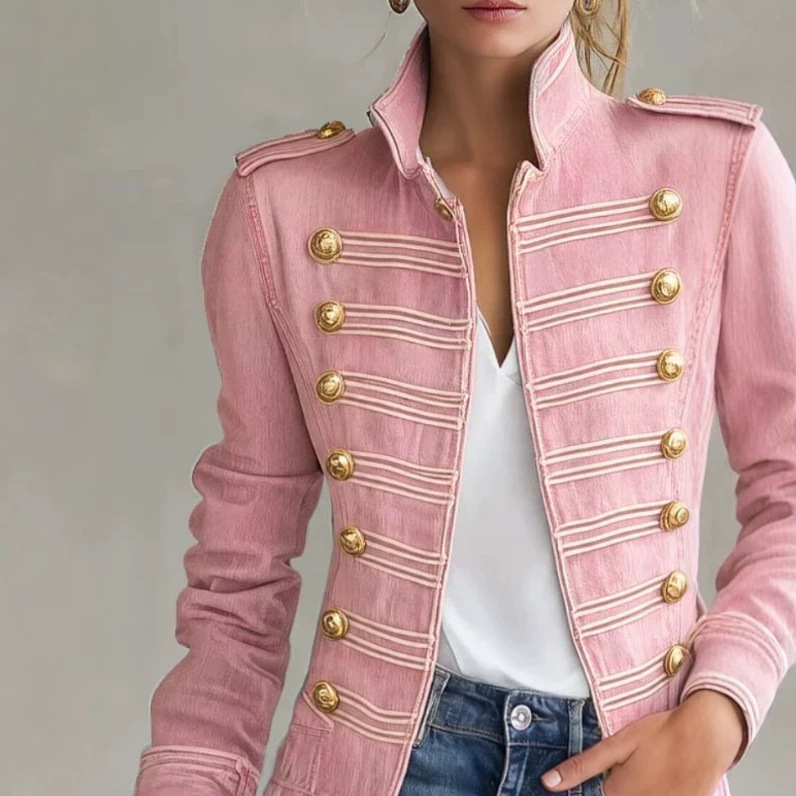 🔥 VIRAL ALERT! Stunning Gold-Button Military Jacket | Effortless Sweet & Cool Look, Limited Time Deal!