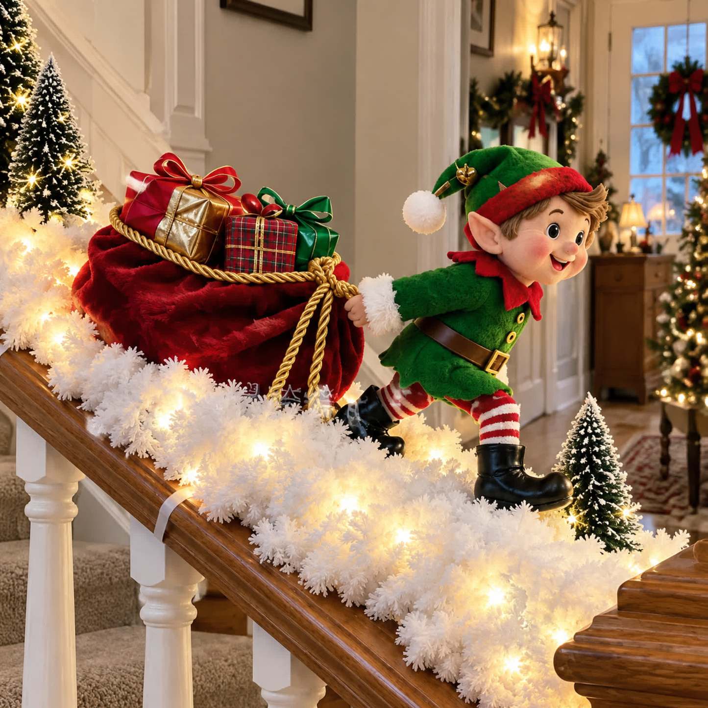 Christmas Light-Up Banister Scenes