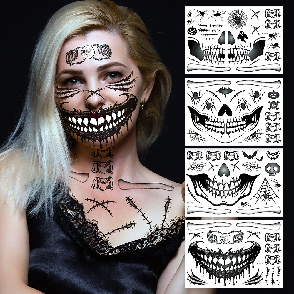 Halloween 3D Horror Face Temporary Tattoos