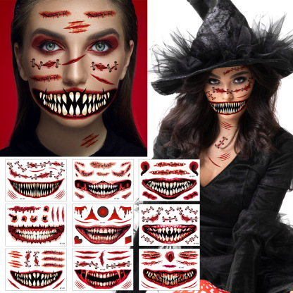 Halloween 3D Horror Face Temporary Tattoos