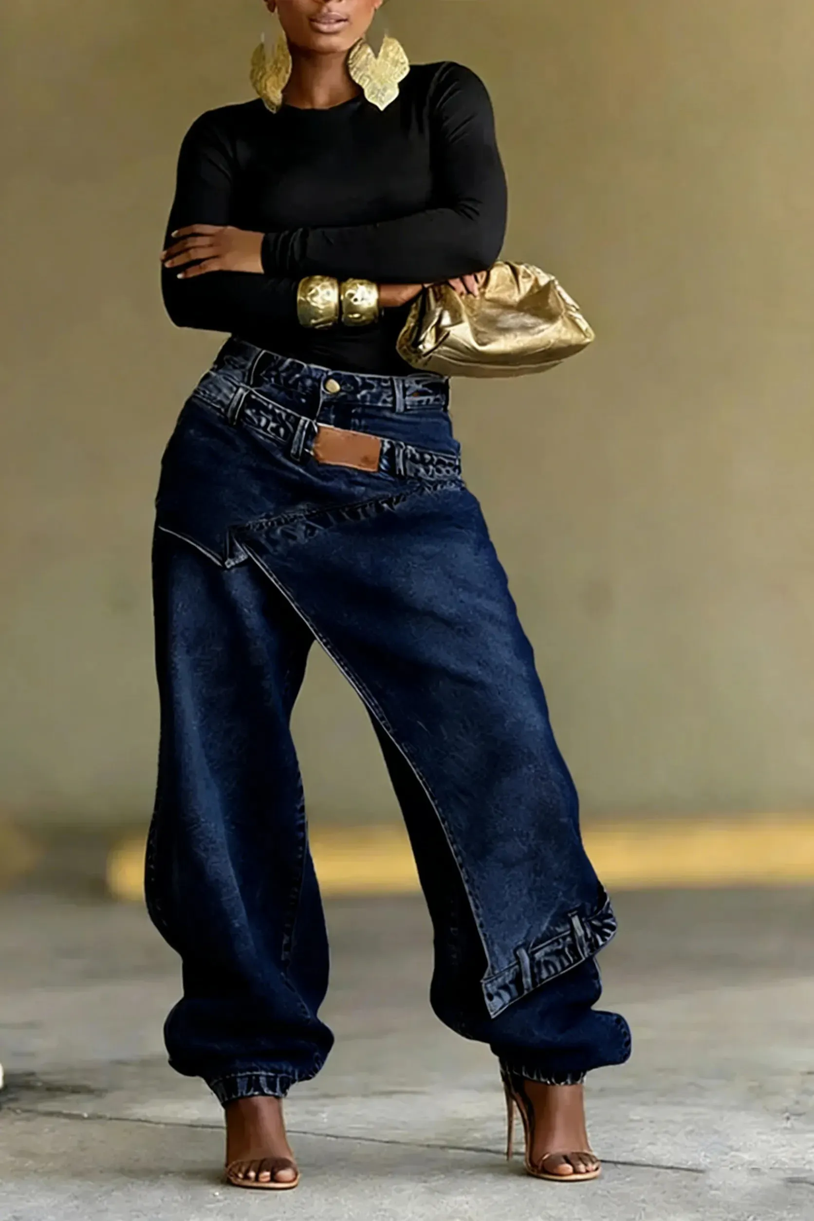 Women's Two-Piece Street Style Fashion Jeans&Diamond Jeans