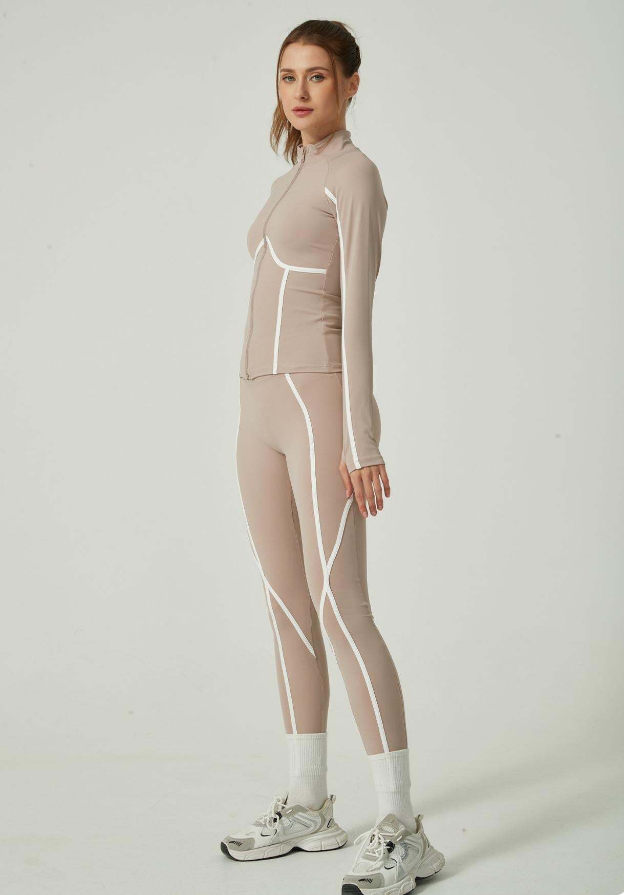 Casual Sporty Color-Blocked High-End Jacket Long-Sleeve Pants Yoga Suit