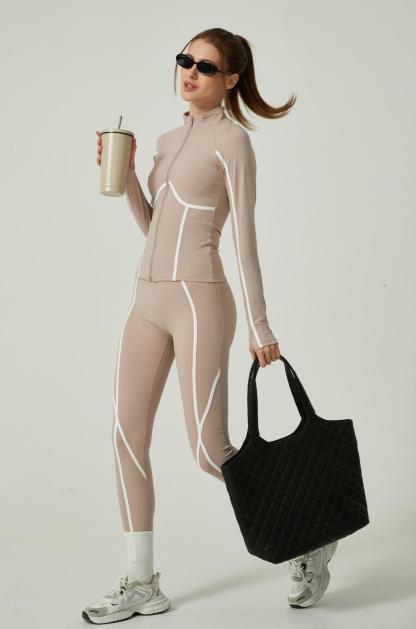 Casual Sporty Color-Blocked High-End Jacket Long-Sleeve Pants Yoga Suit