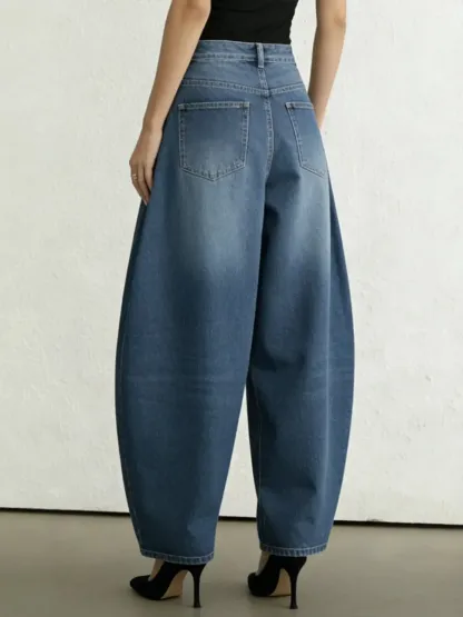 Women's High-waisted Loose-fit Wide-leg Denim Trousers