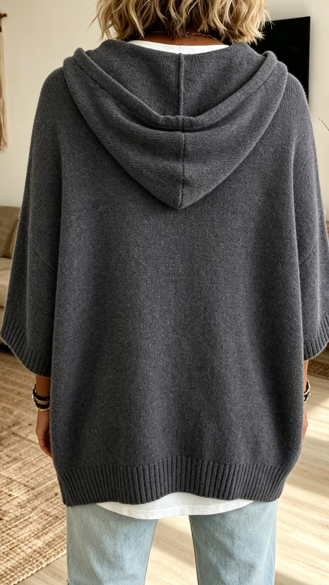 Women's Pullover Sweater Jumper Knit Sweater Streetwear Ribbed Hooded Hooded 3/4 Length Sleeve Long Tops