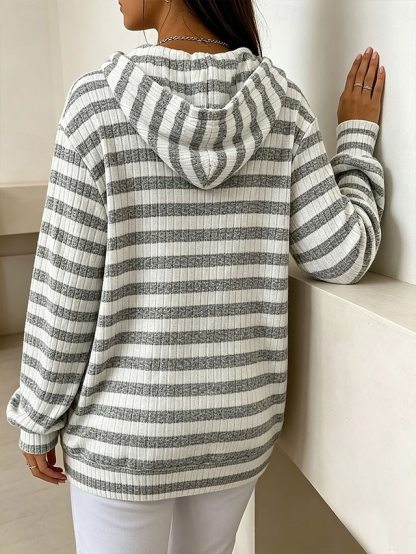 Women's Pullover Hoodie Sweatshirt Striped Casual Long Sleeve Hooded Regular Tops