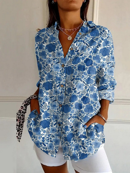 Floral Print Collared Button Down Shirt