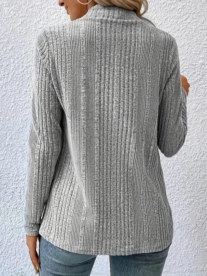 Women's Cardigan Coat Casual Solid Color Ribbed Open Front Knitted Asymmetric Hem Long Sleeve Regular Tops