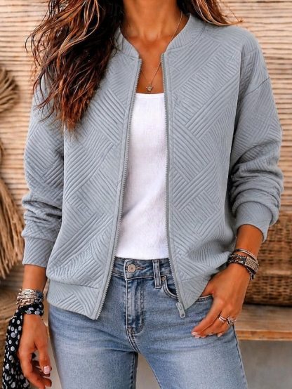Women's Quilted Jacket Casual Jacket Windproof Warm Pocket Open Front Daily Casual Casual Regular Stand Collar Regular Fit Long Sleeve Outerwear Blue Black Pink Fall Winter