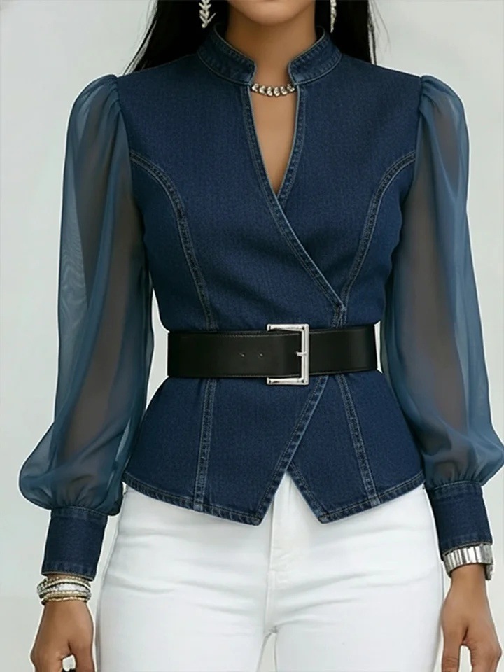 Camille Sculpt Denim Blouse