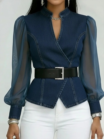 Camille Sculpt Denim Blouse