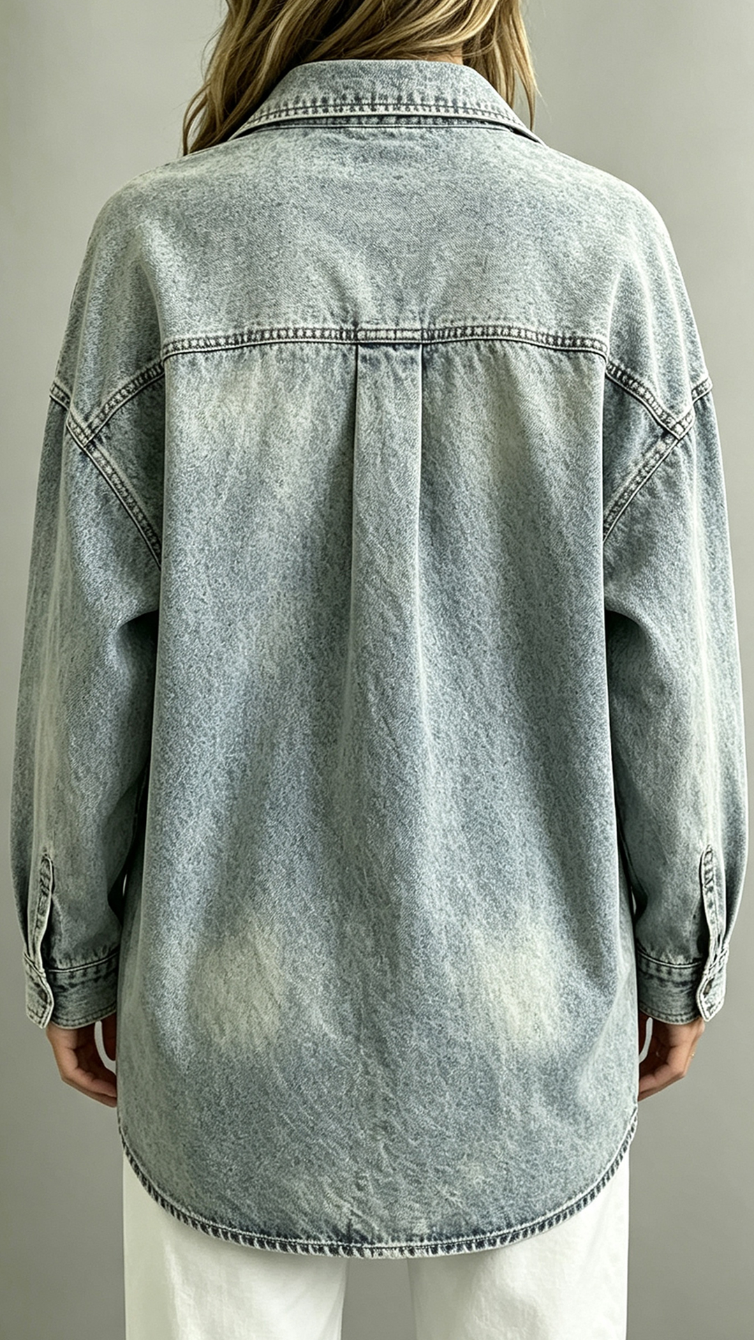 Washed Denim Oversized Button-Up Shacket