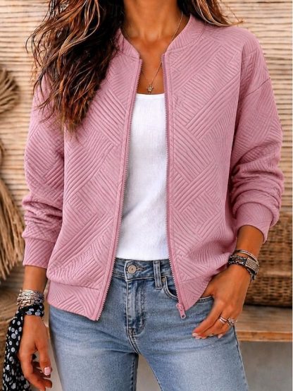 Women's Quilted Jacket Casual Jacket Windproof Warm Pocket Open Front Daily Casual Casual Regular Stand Collar Regular Fit Long Sleeve Outerwear Blue Black Pink Fall Winter