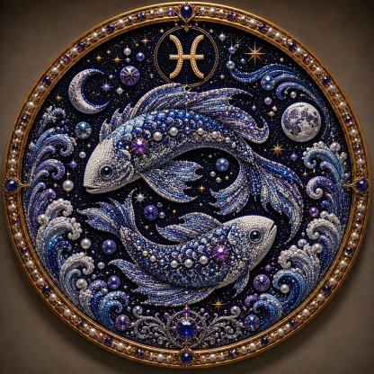 Buy 2 FREE SHIPPING & Extra 10% OFF✈  – ✨ Premium 3D Pearl 12 Zodiac Signs Art Kit | Luxury Flocked Canvas with Scratch-Resistant Non-Fading Pearl Beads DIY Handmade Astrology Decor ♈🌙💎