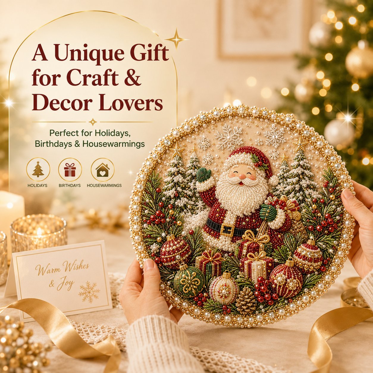 ✨ 4 Seasons & Holiday Pearl Art Hanging Wreath Kit | Premium Coated Canvas DIY Seasonal Decor 💎