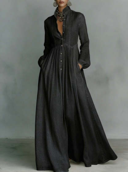 Elegant And Romantic Denim Maxi Skirt