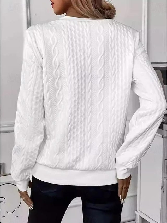 Women's Sweatshirt Elegant Modern Plain Work Crew Neck Zipper Loose Fit Long Sleeve
