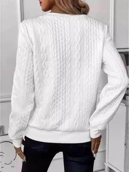 Women's Sweatshirt Elegant Modern Plain Work Crew Neck Zipper Loose Fit Long Sleeve