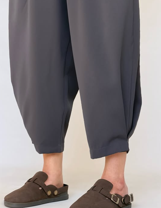 Relaxed Oversized Matching Set, Boat Neck Top & Drawstring Harem Pants