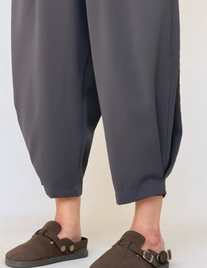 Relaxed Oversized Matching Set, Boat Neck Top & Drawstring Harem Pants
