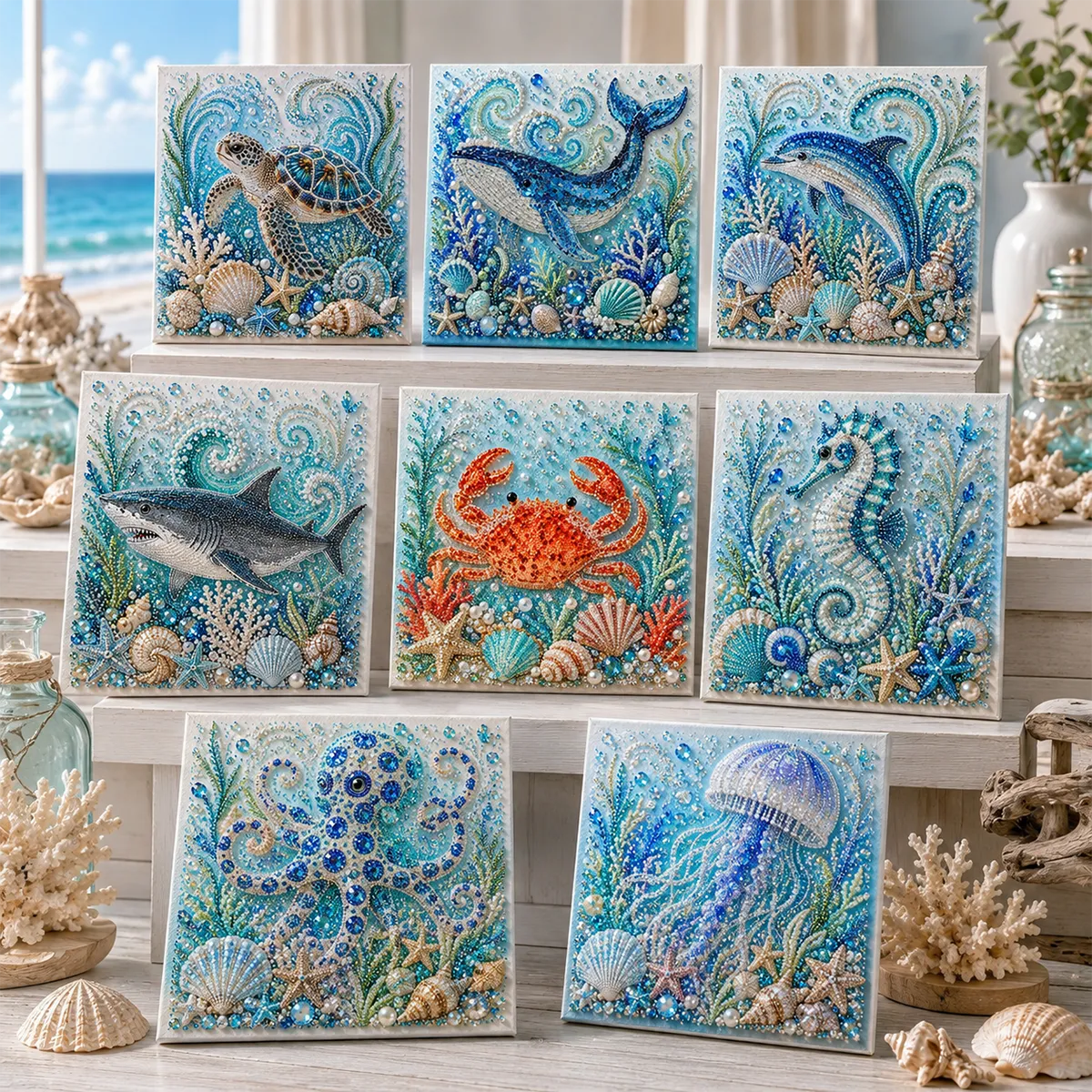 🔥 Last Day 49% OFF - 🌊✨ Ocean Theme Pearl Art DIY Kit – Relaxing DIY Craft to Create Stunning Coastal Artwork 