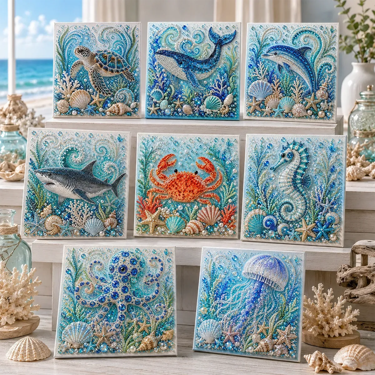 🔥 Last Day 49% OFF - 🌊✨ Ocean Theme Pearl Art DIY Kit – Relaxing DIY Craft to Create Stunning Coastal Artwork 