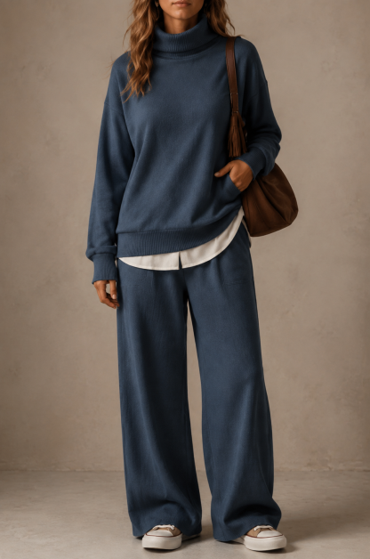 Women Cozy Turtleneck Two-Piece Set