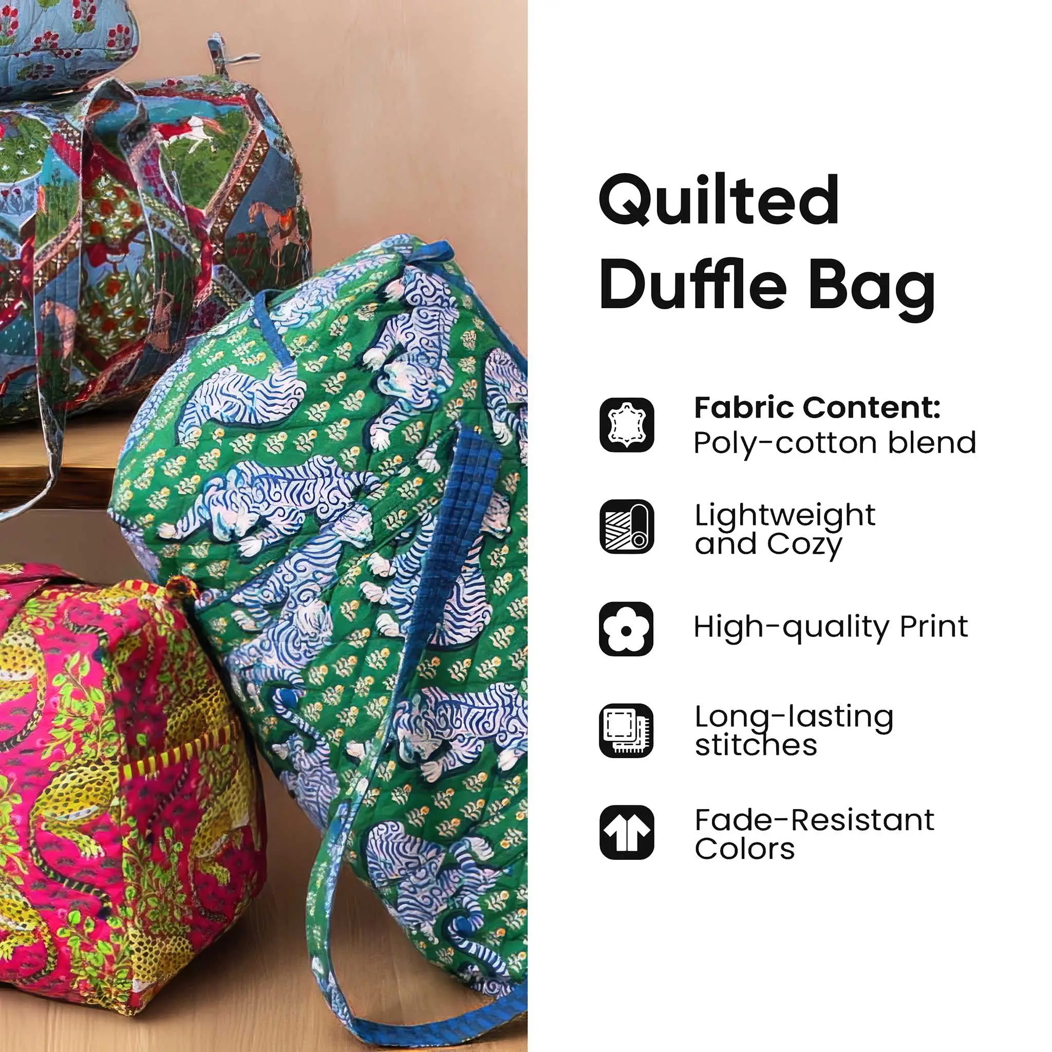 Sunset Cat Quilted Duffle Bag