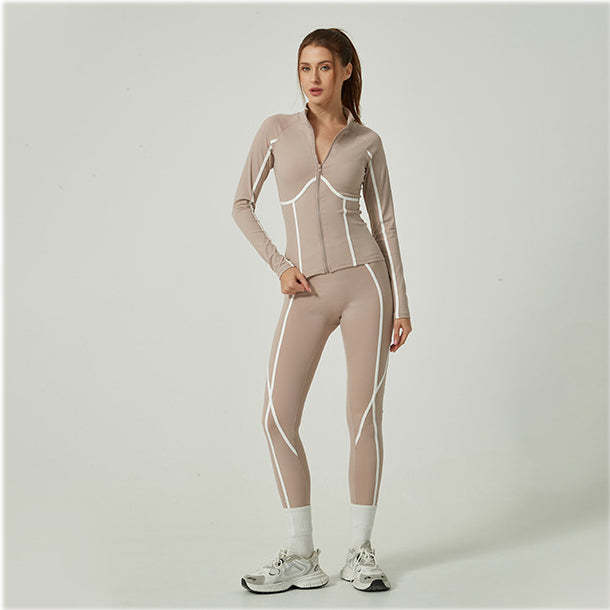 Casual Sporty Color-Blocked High-End Jacket Long-Sleeve Pants Yoga Suit