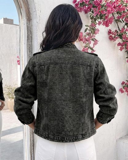 NEW FASHION 🤩🔥- Women's Napoleon Denim Jacket Long Sleeve Jeans Jacket | Stand Collar,  Lightweight Fall Coat, Work Daily Wear