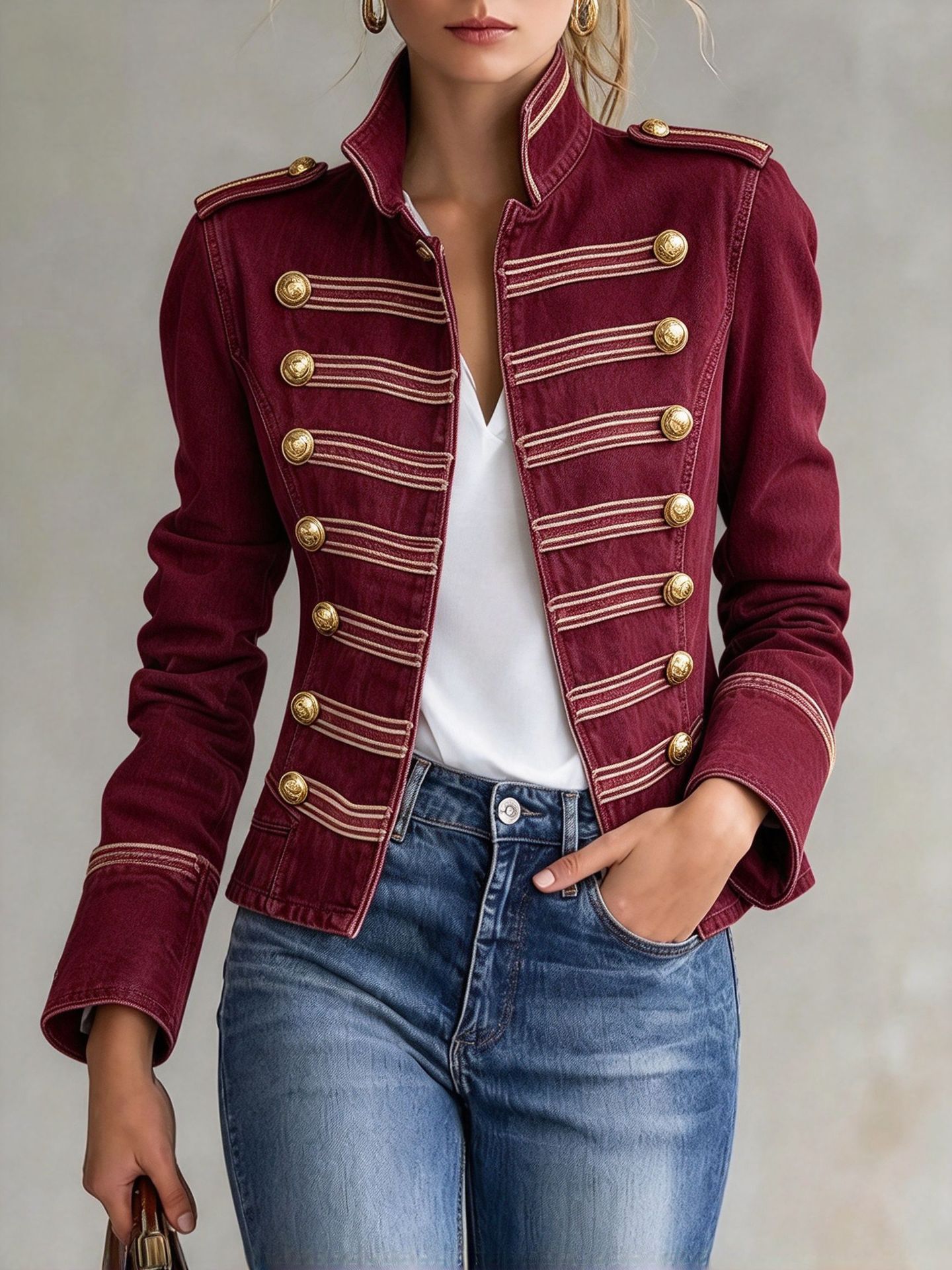 🔥 VIRAL ALERT! Stunning Gold-Button Military Jacket | Effortless Sweet & Cool Look, Limited Time Deal!