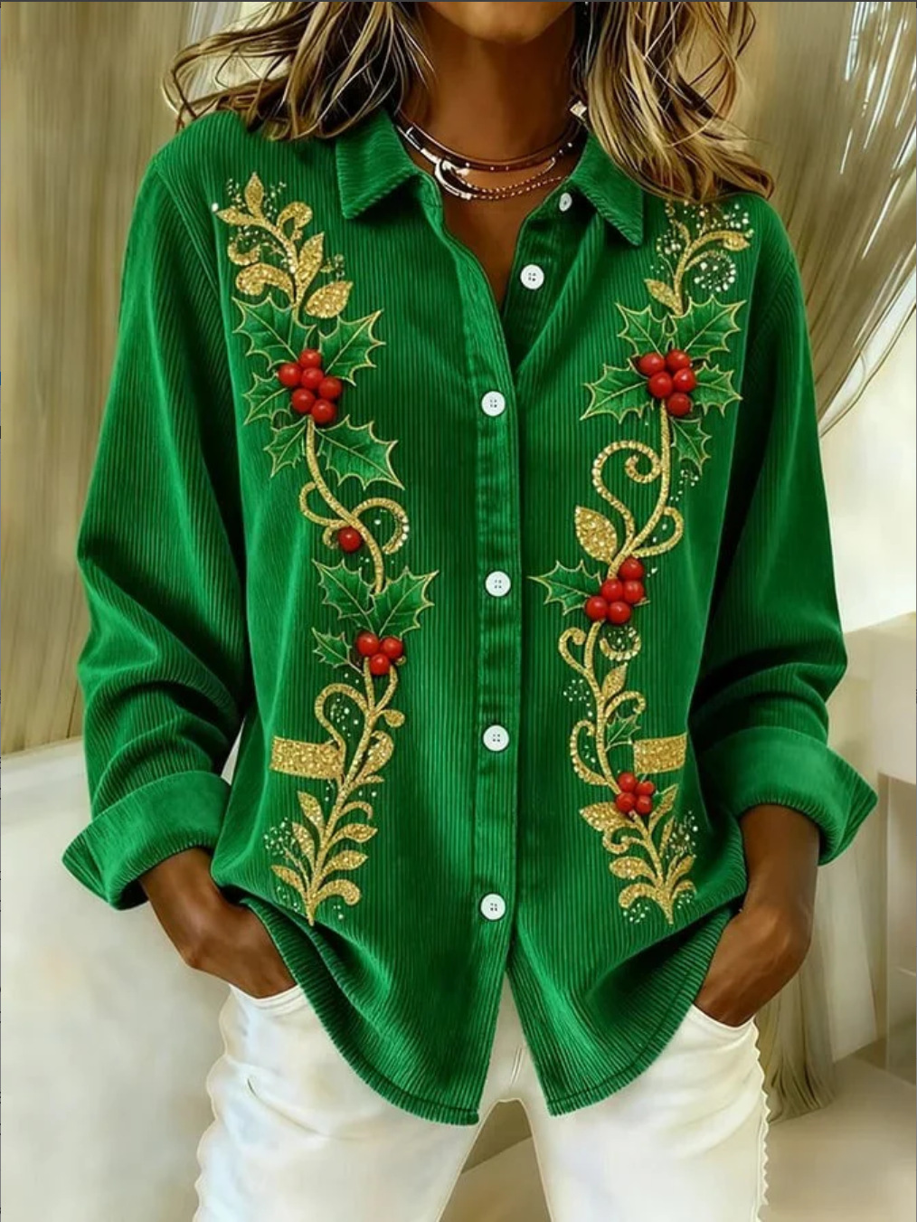Early‑Bird Christmas Sale 🎅 Women's Christmas Theme Shirt Collection,  Classic Casual Wear