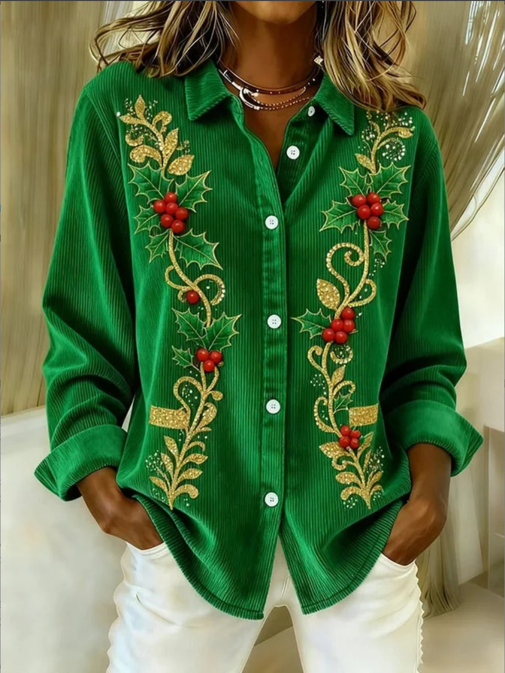 Early‑Bird Christmas Sale 🎅 Women's Christmas Theme Shirt Collection,  Classic Casual Wear
