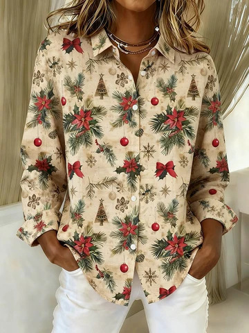 Early‑Bird Christmas Sale 🎅 Women's Christmas Theme Shirt Collection,  Classic Casual Wear
