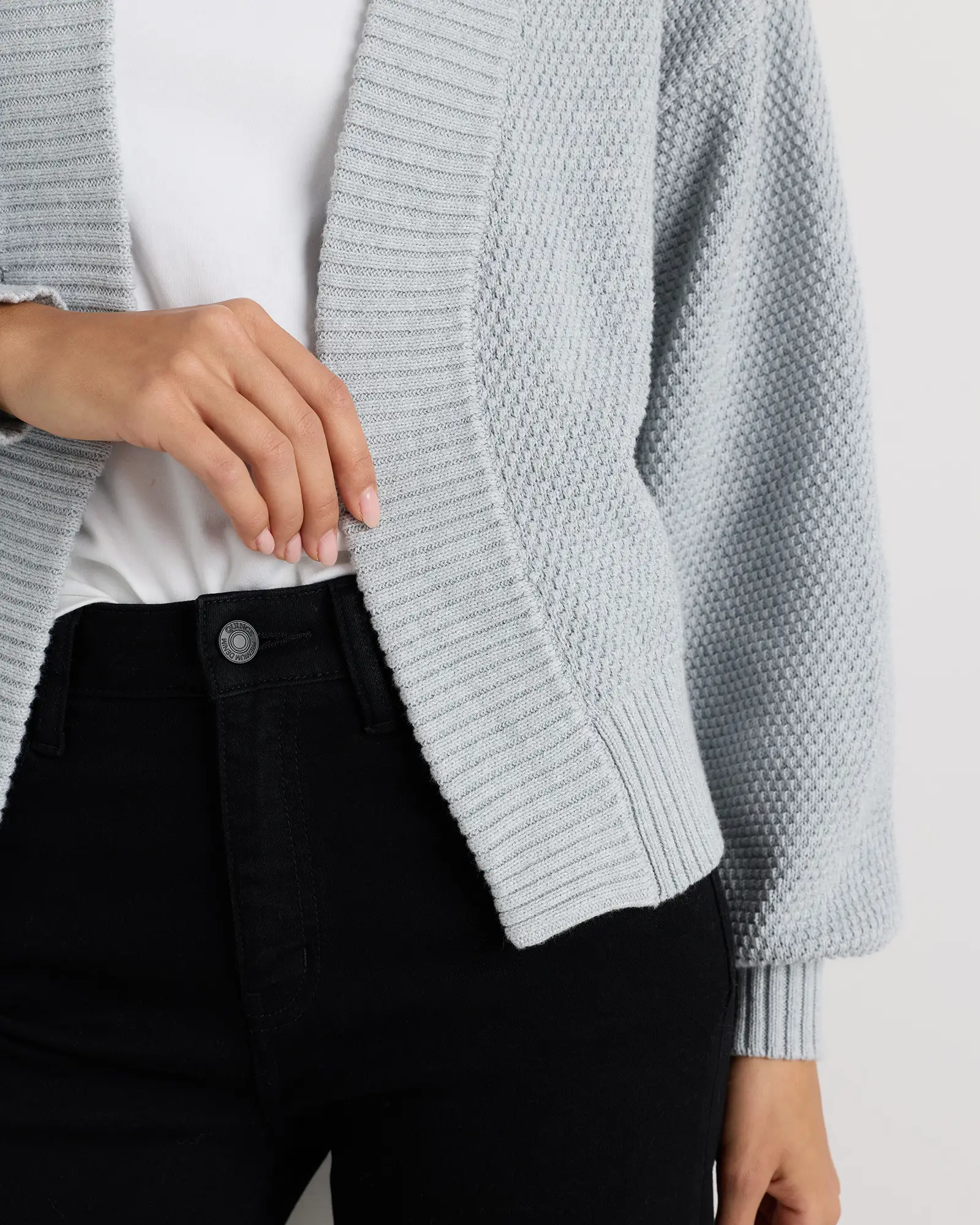 Organic Cotton Waffle Stitch Open Cardigan