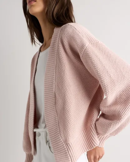 Organic Cotton Waffle Stitch Open Cardigan
