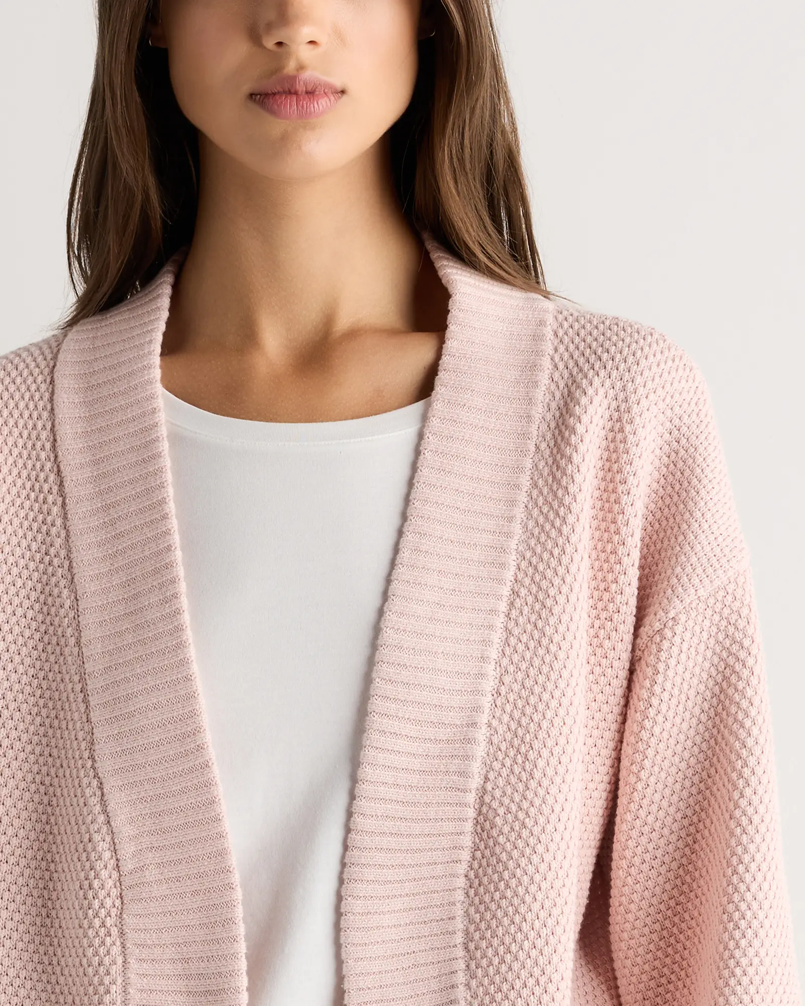 Organic Cotton Waffle Stitch Open Cardigan