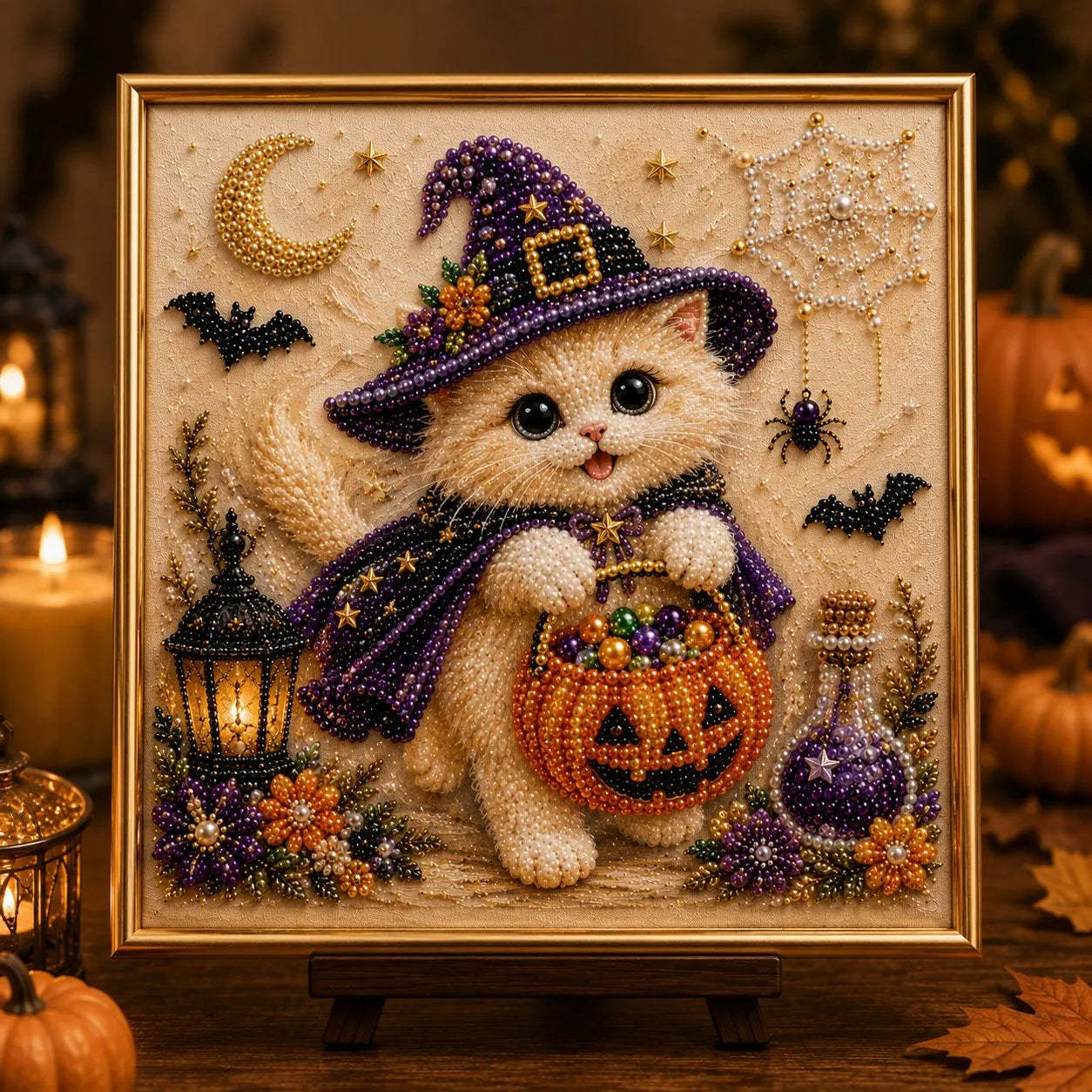 Buy 2 FREE SHIPPING & Extra 10% OFF✈ - DIY Halloween Cat Pearl Bead Painting Kit