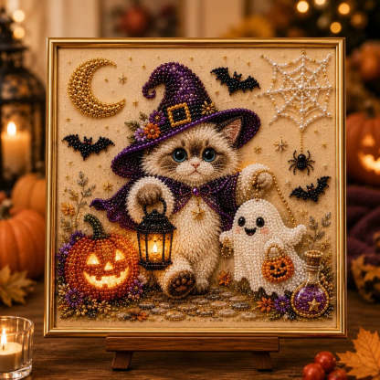 Buy 2 FREE SHIPPING & Extra 10% OFF✈ - DIY Halloween Cat Pearl Bead Painting Kit